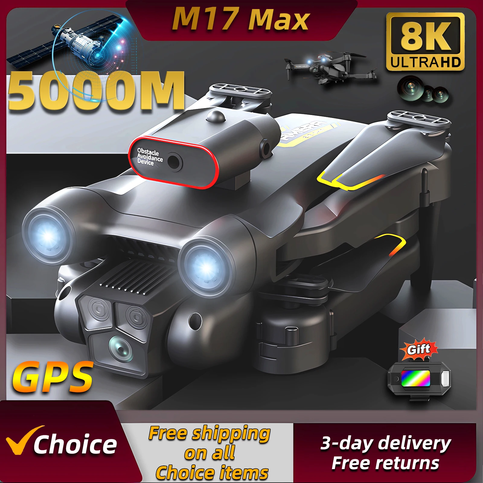 โดรนรุ่นใหม่ M17 Max 8K ระดับม - Drone Beacon Light บทวิจารณ์และราคา